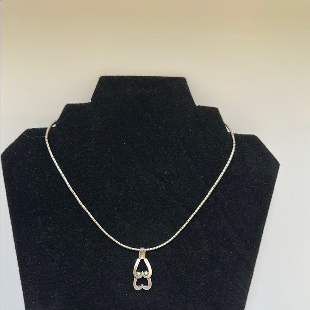 14k Yellow gold 925 Silver made in italy Heart Pendant Necklace